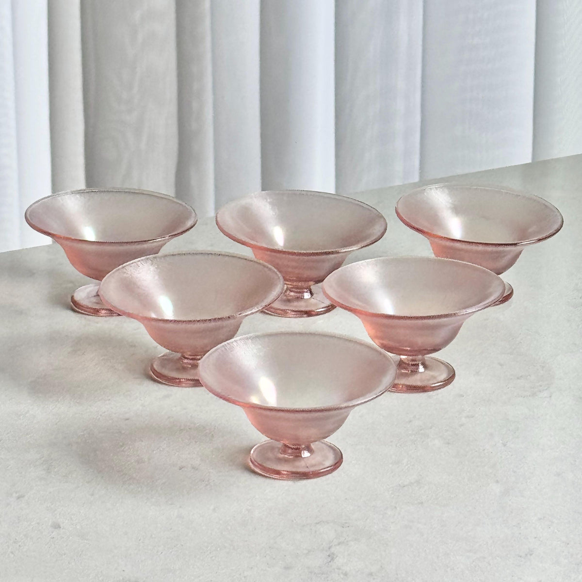 Vintage Fenton Pink Iridescent Glass Velva Rose 7 Piece Set