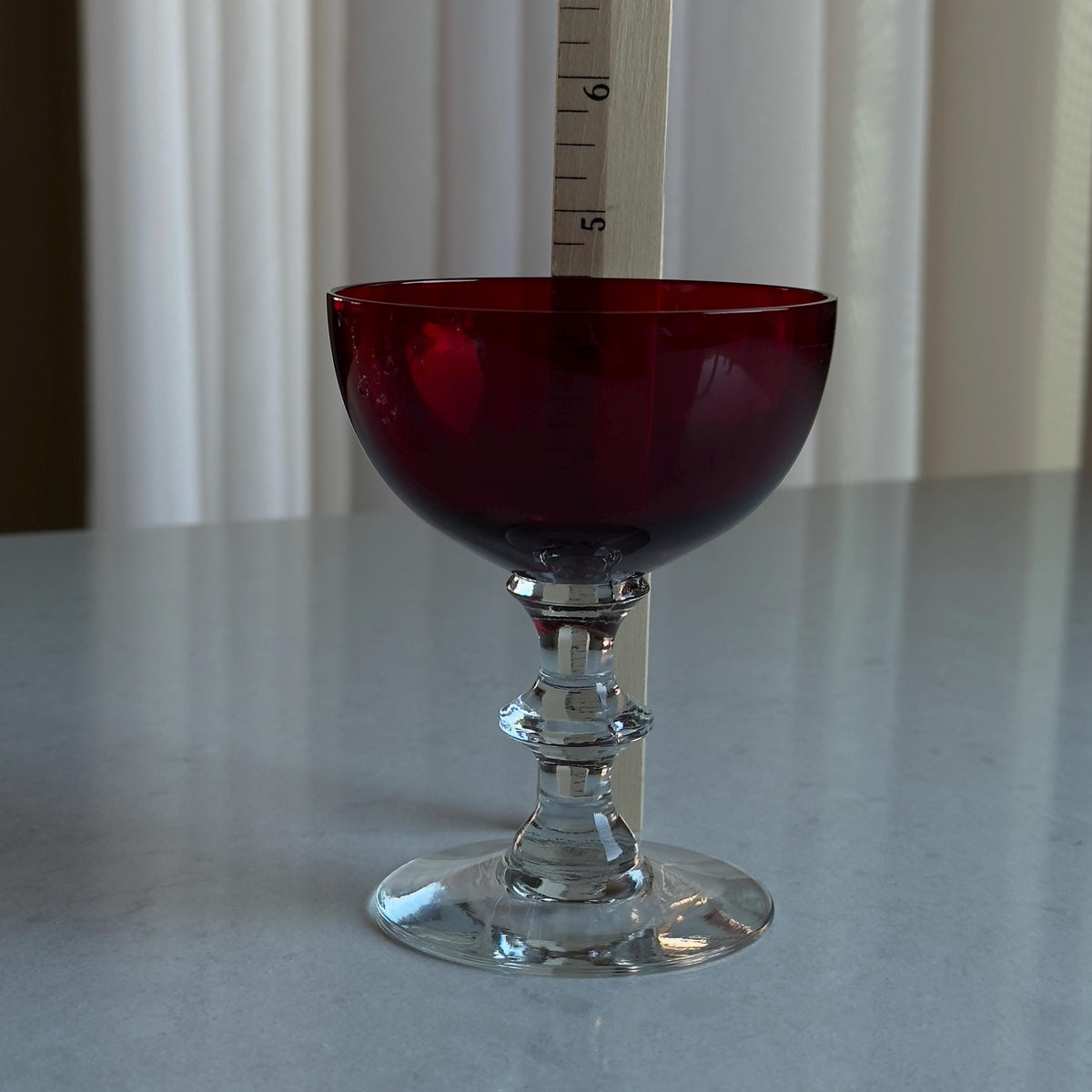Vintage Morgantown Radiant Ruby Disc Stem Glasses - Set of 5
