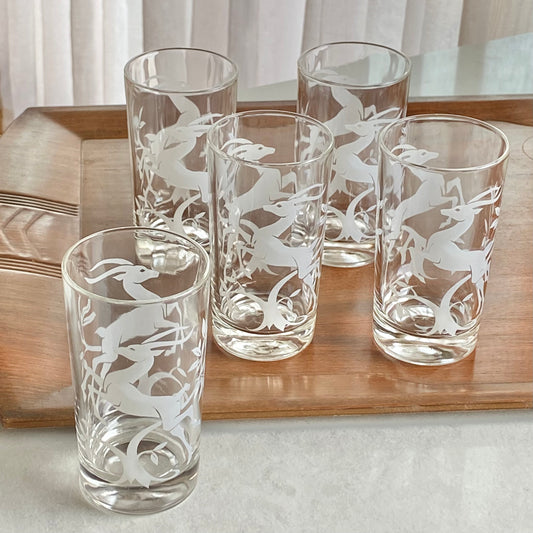 Vintage Federal Glass 10 ounce Gazelle Tumblers (circa 1951 - 1960) - Set of 5