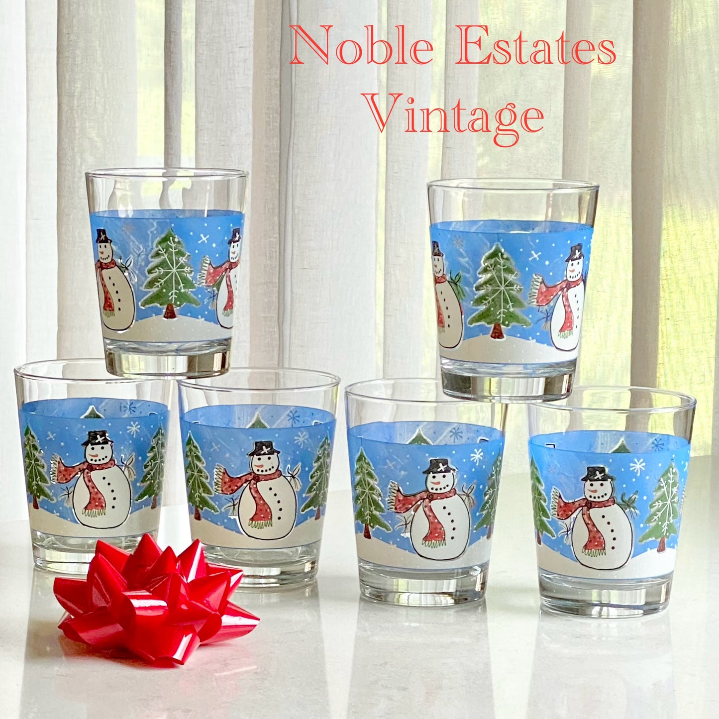 Vintage Libbey Snowman Glasses - Set of 6