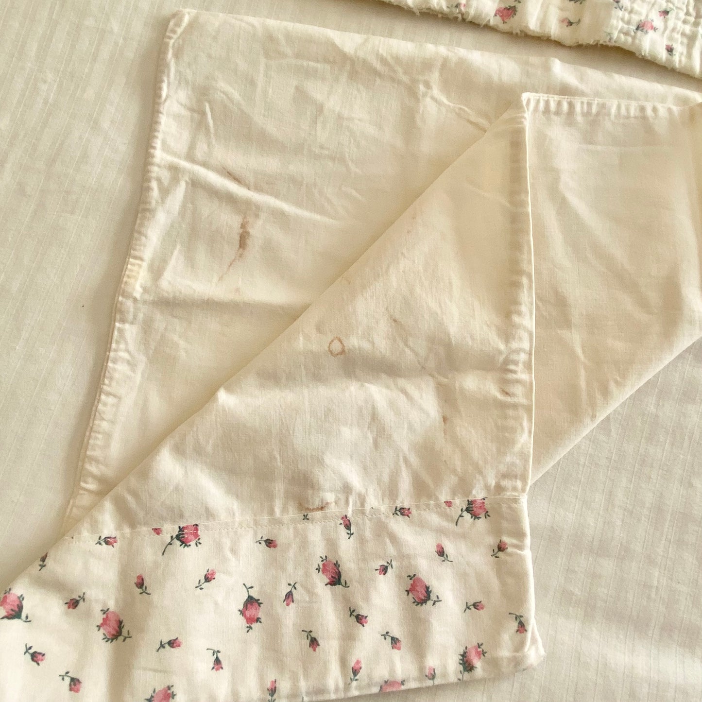 Vintage Hand Embroidered Baby Crib Quilt - Approx. 37 in. X 53 in. - Matching Pillow Case Included