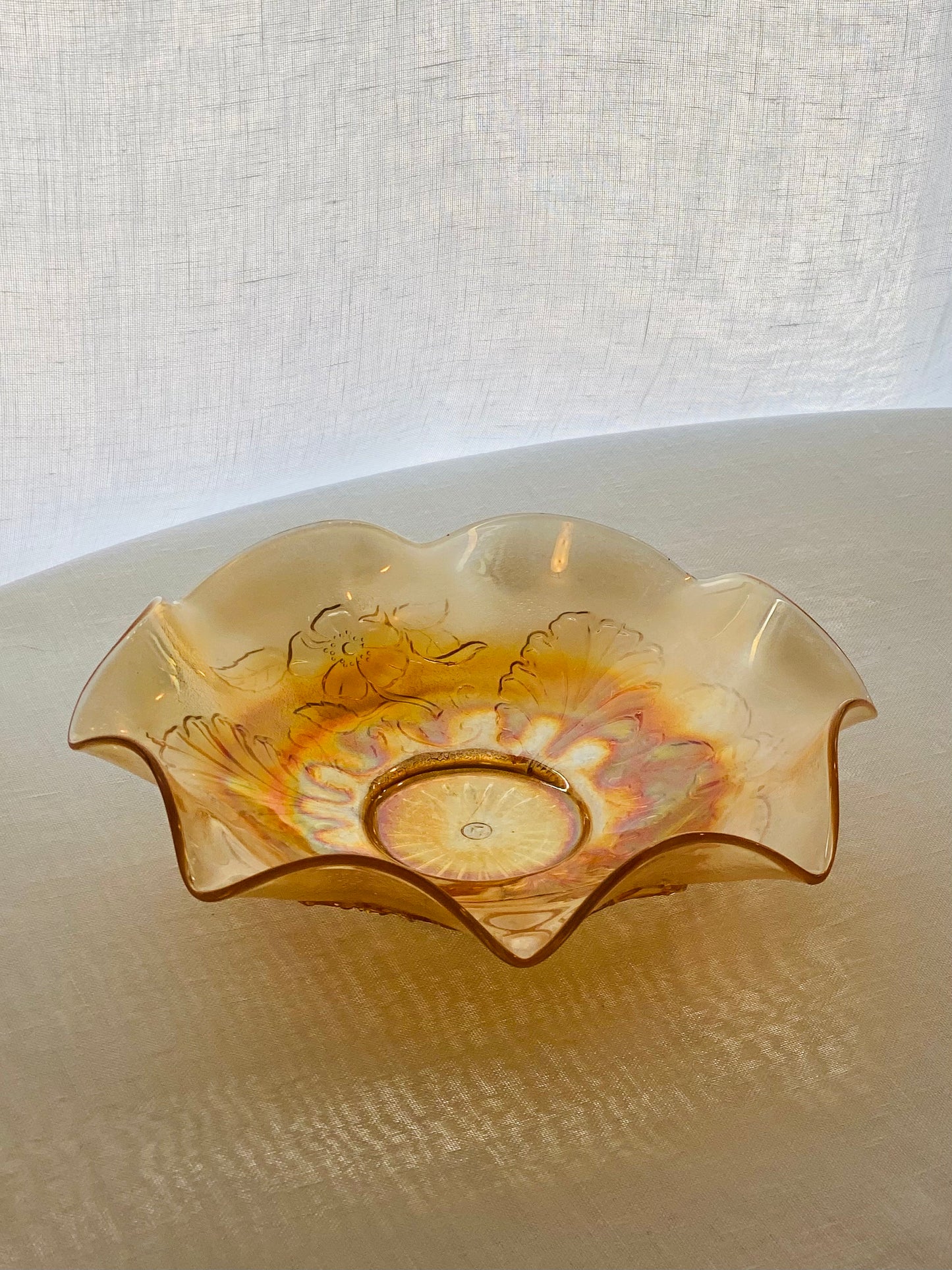 Vintage Northwood Carnival Glass Blossom Shell Bowl