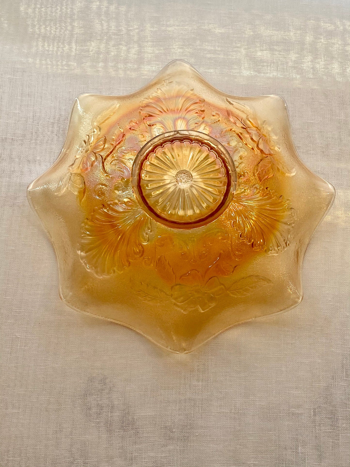 Vintage Northwood Carnival Glass Blossom Shell Bowl