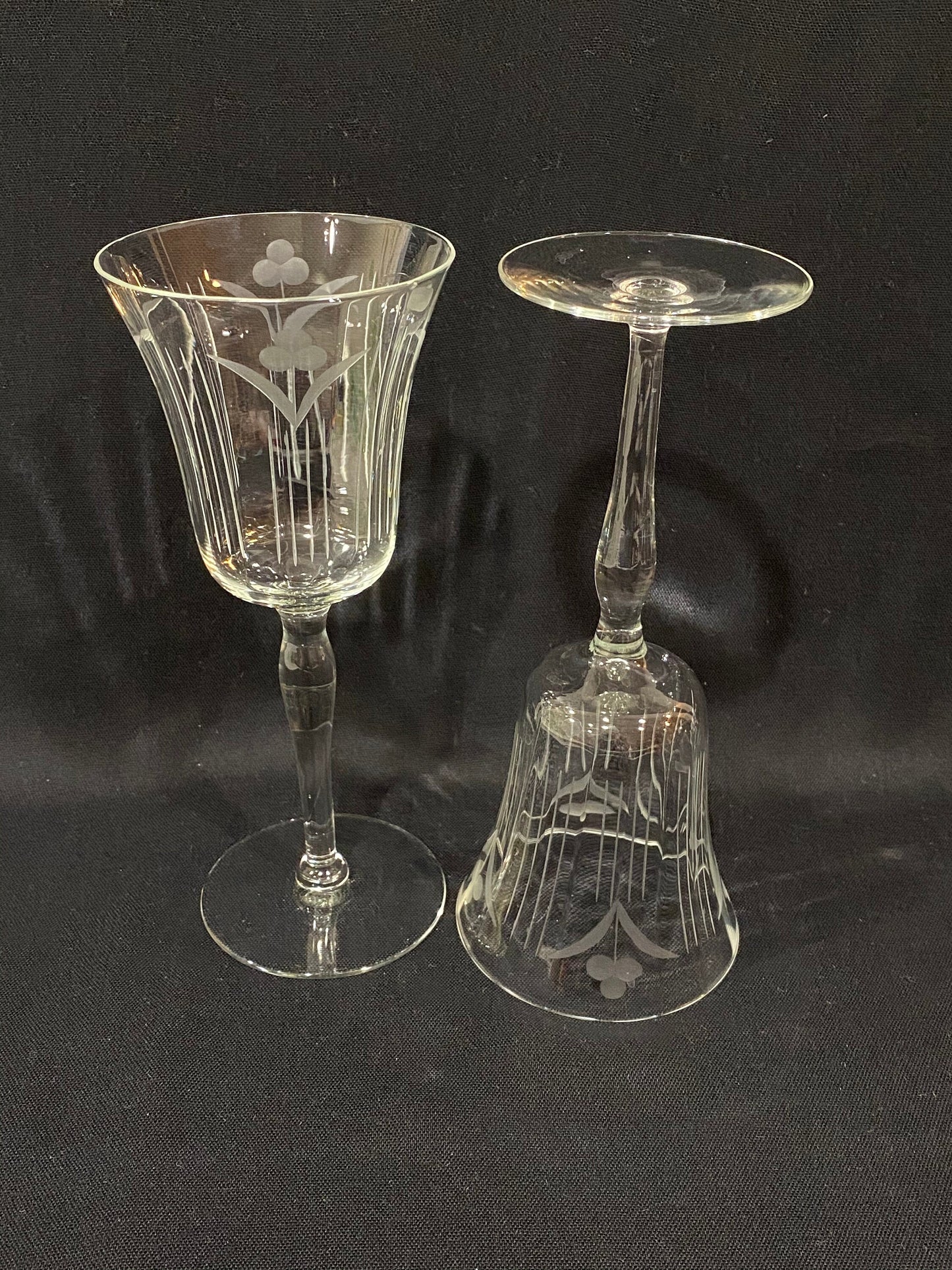 Vintage Etched Glasses - Set of 4 (Set #4003)