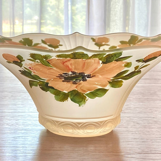 Vintage Hand Painted Frosted Glass Bowl