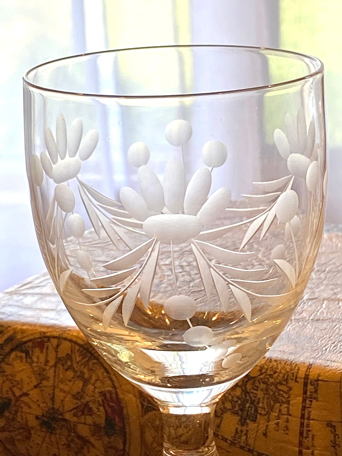 Vintage Etched Glasses - Set of 6 (Set #621A)