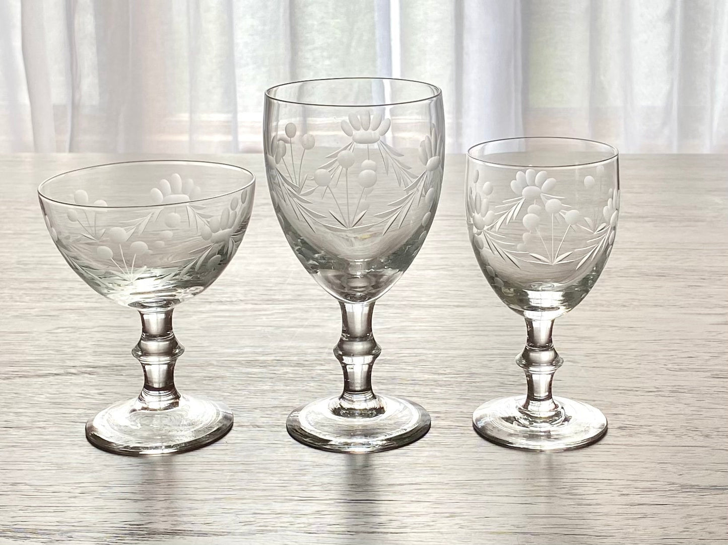 Vintage Etched Glasses - Set of 6 (Set #621A)