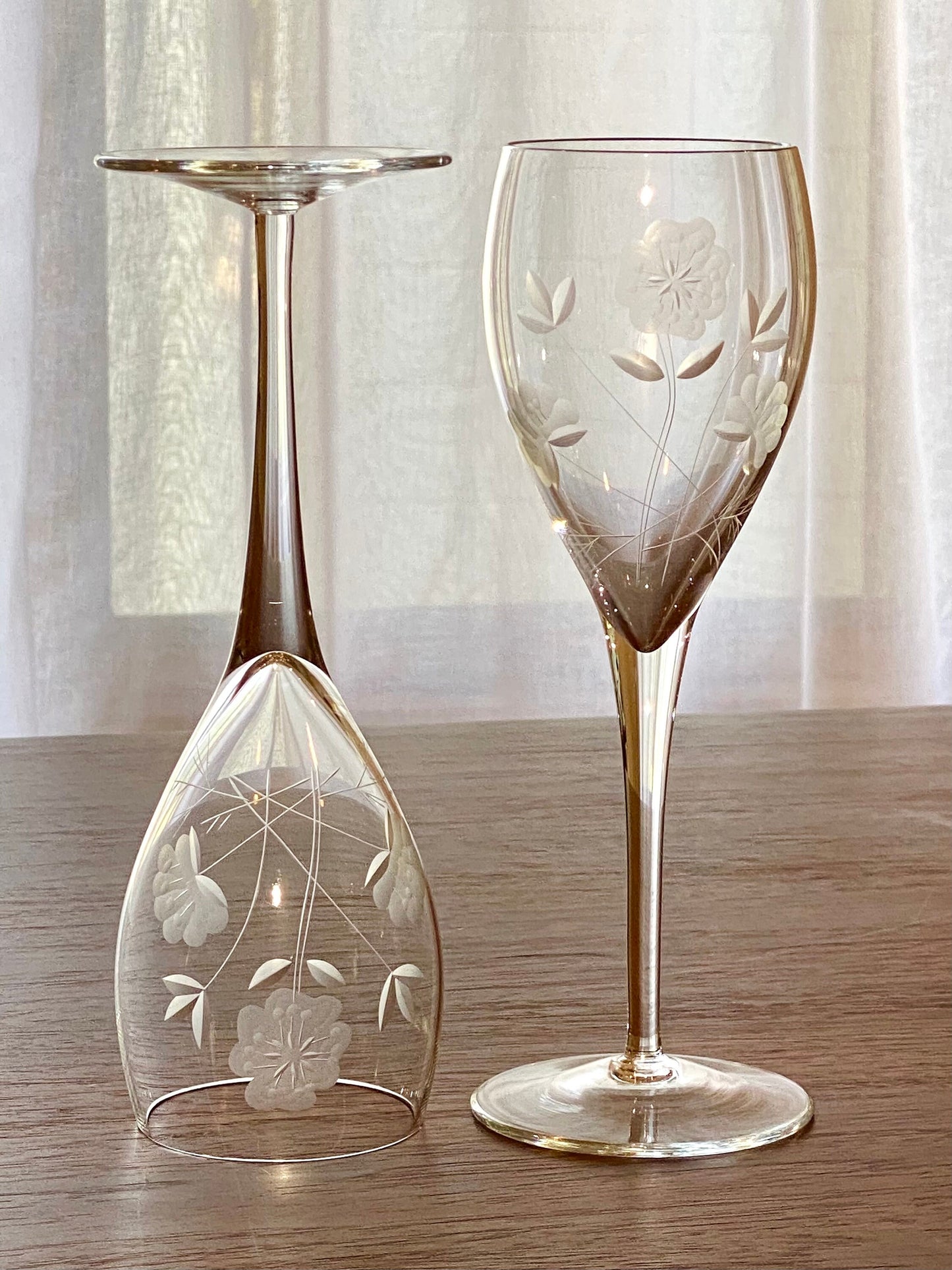 Vintage Etched Glasses - Set of 5