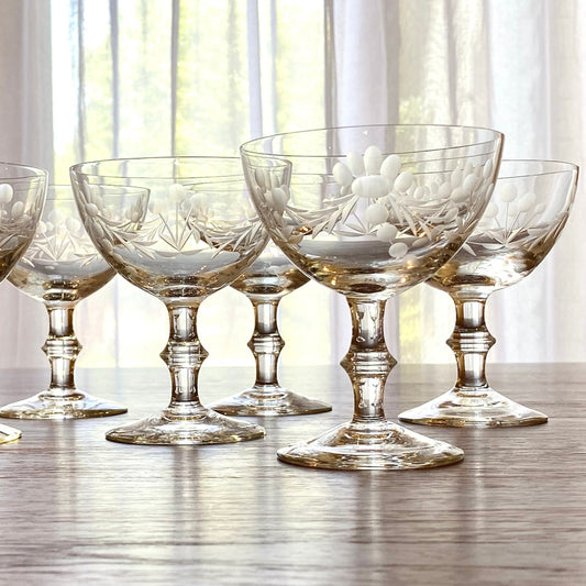 Vintage Etched Glasses - Set of 6 (Set #622B)