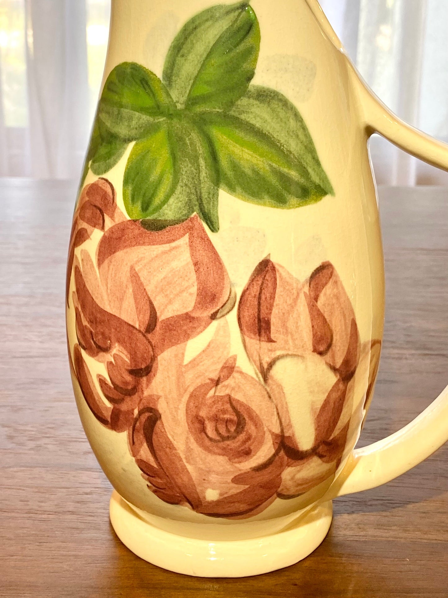 Vintage Red Wing Pottery Vintage Hand Painted Rose Pitcher