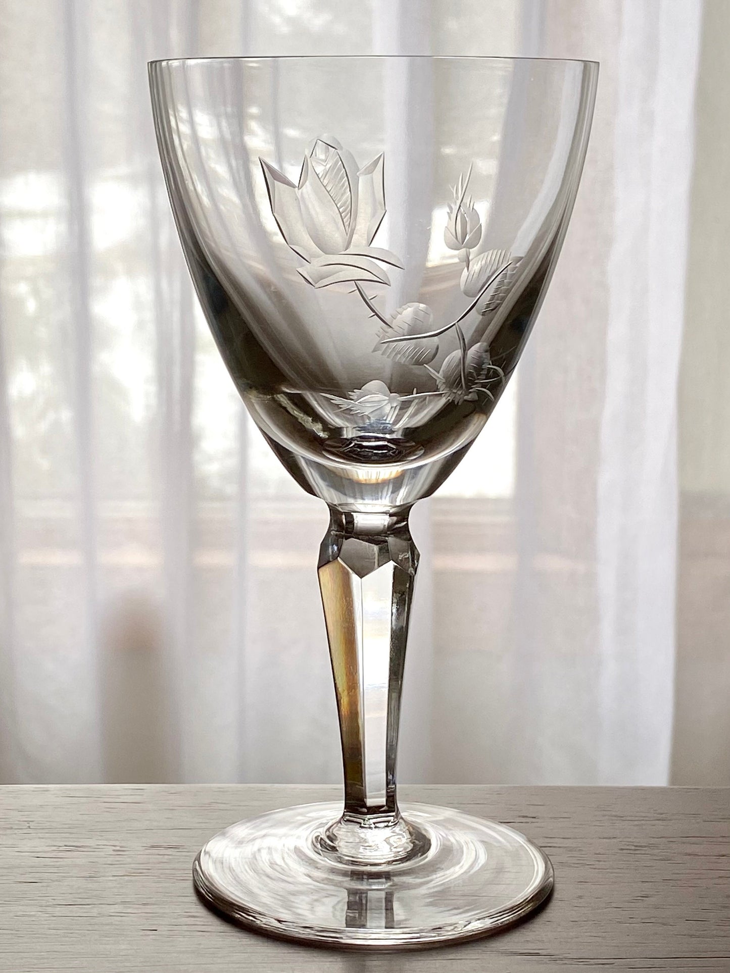 Vintage Etched Pitcher and Five (5) Glasses