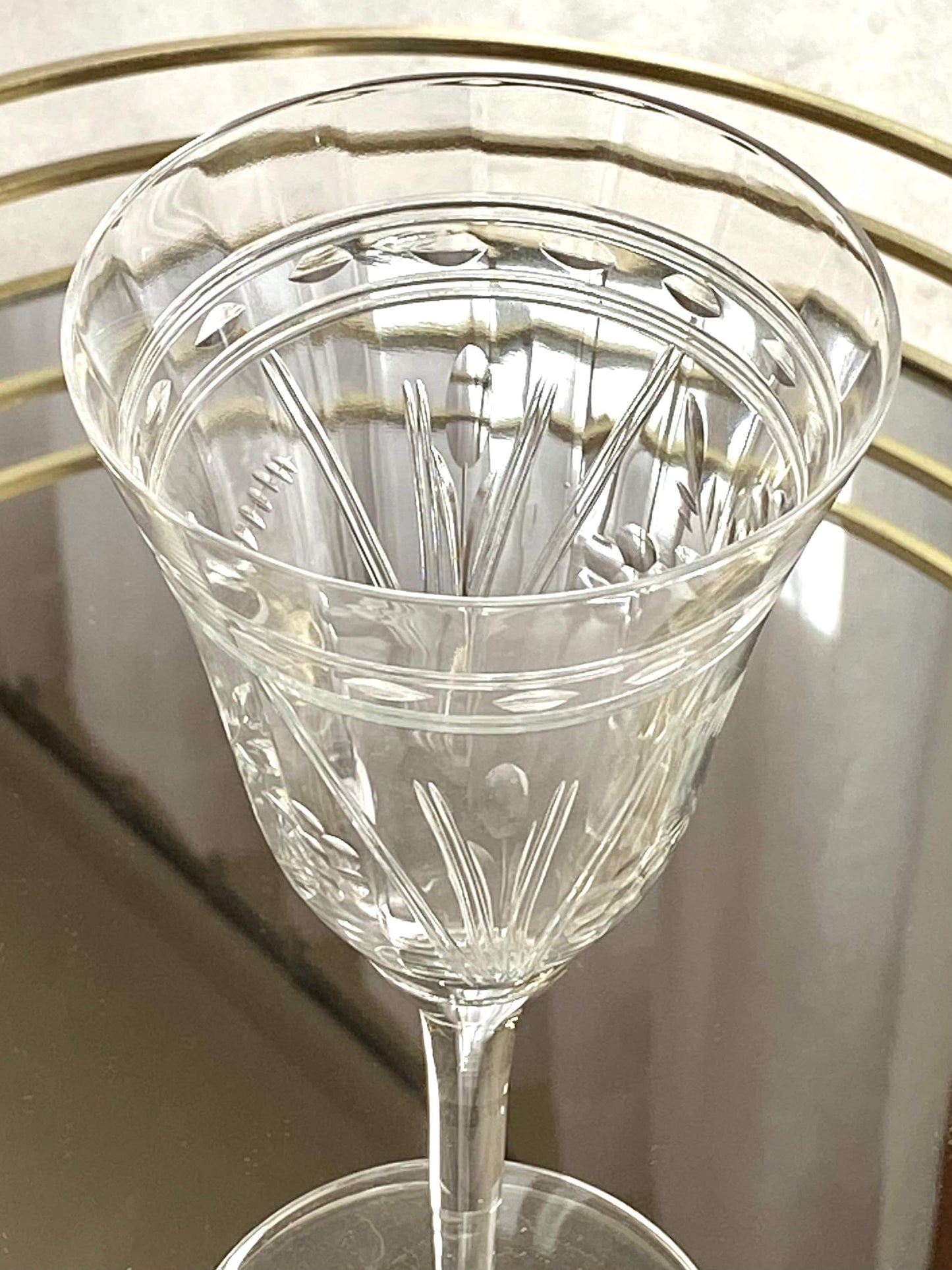 Vintage Cut Design Optic Ribbed Glasses - Set of 4