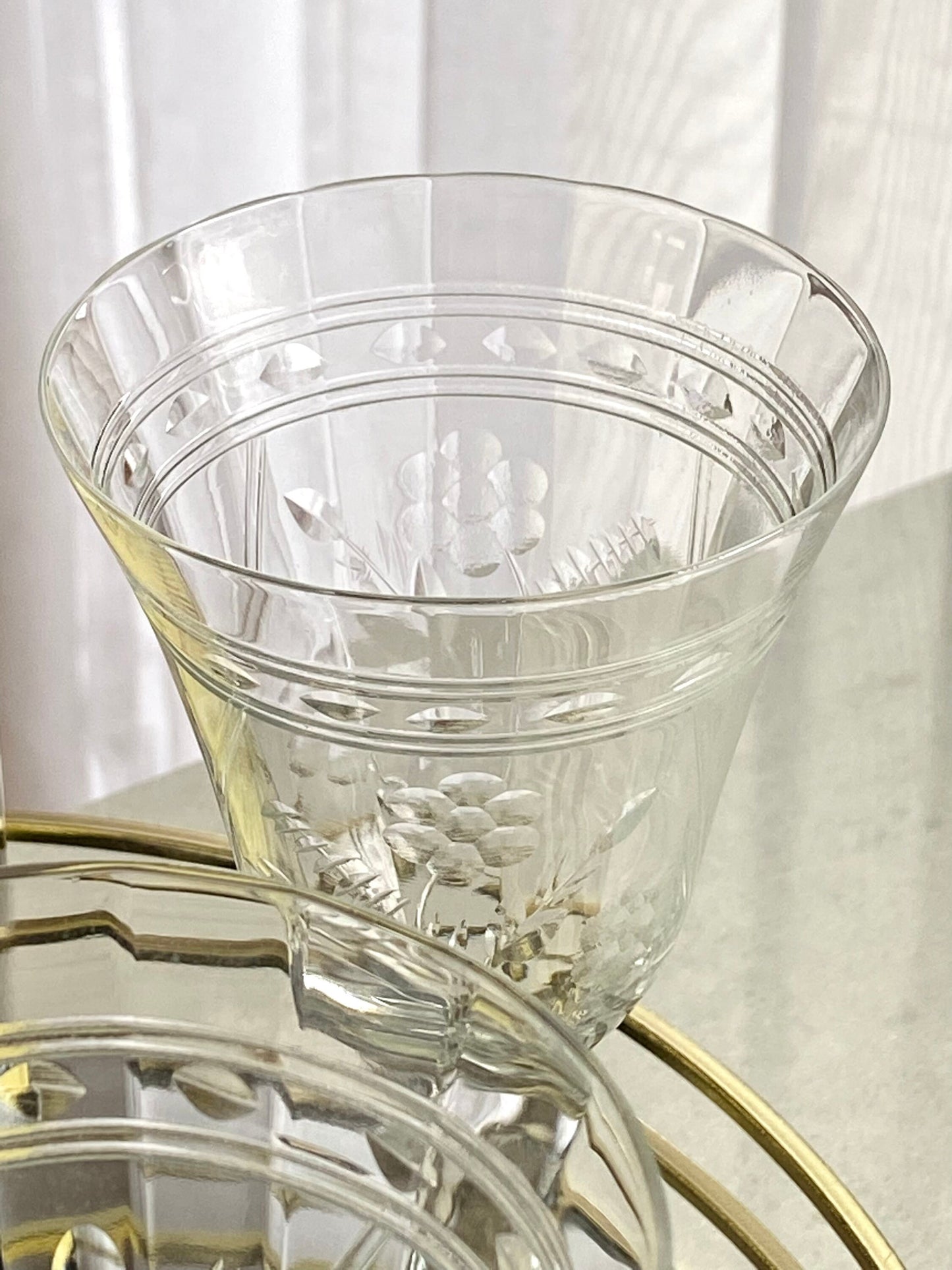 Vintage Cut Design Optic Ribbed Glasses - Set of 4