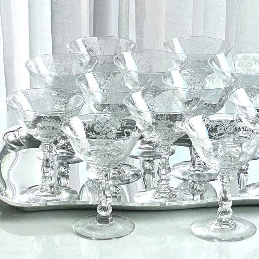 Vintage Heisey Rosalie Vintage Etched Glasses - 11 Available