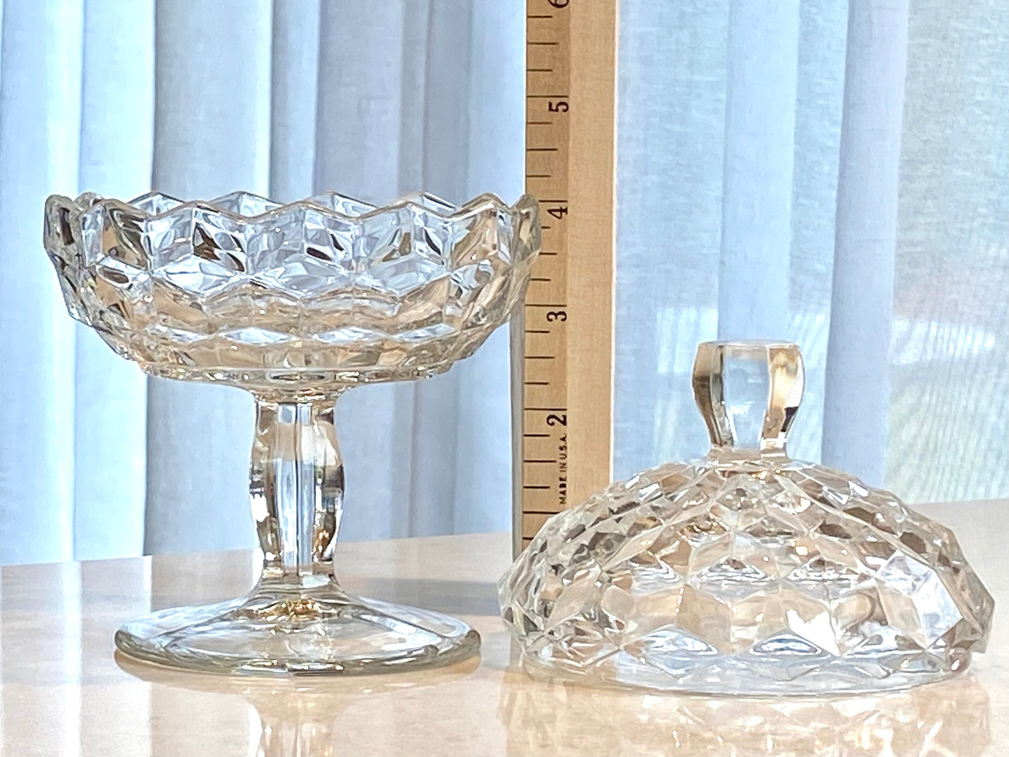 Vintage Fostoria American Lidded Pedestal Dish (#LD1)