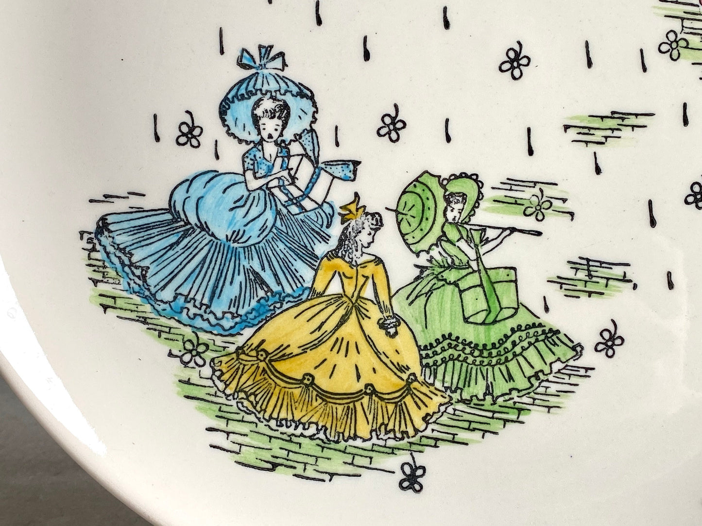 Vintage Hand Painted Springtime Ladies Plate