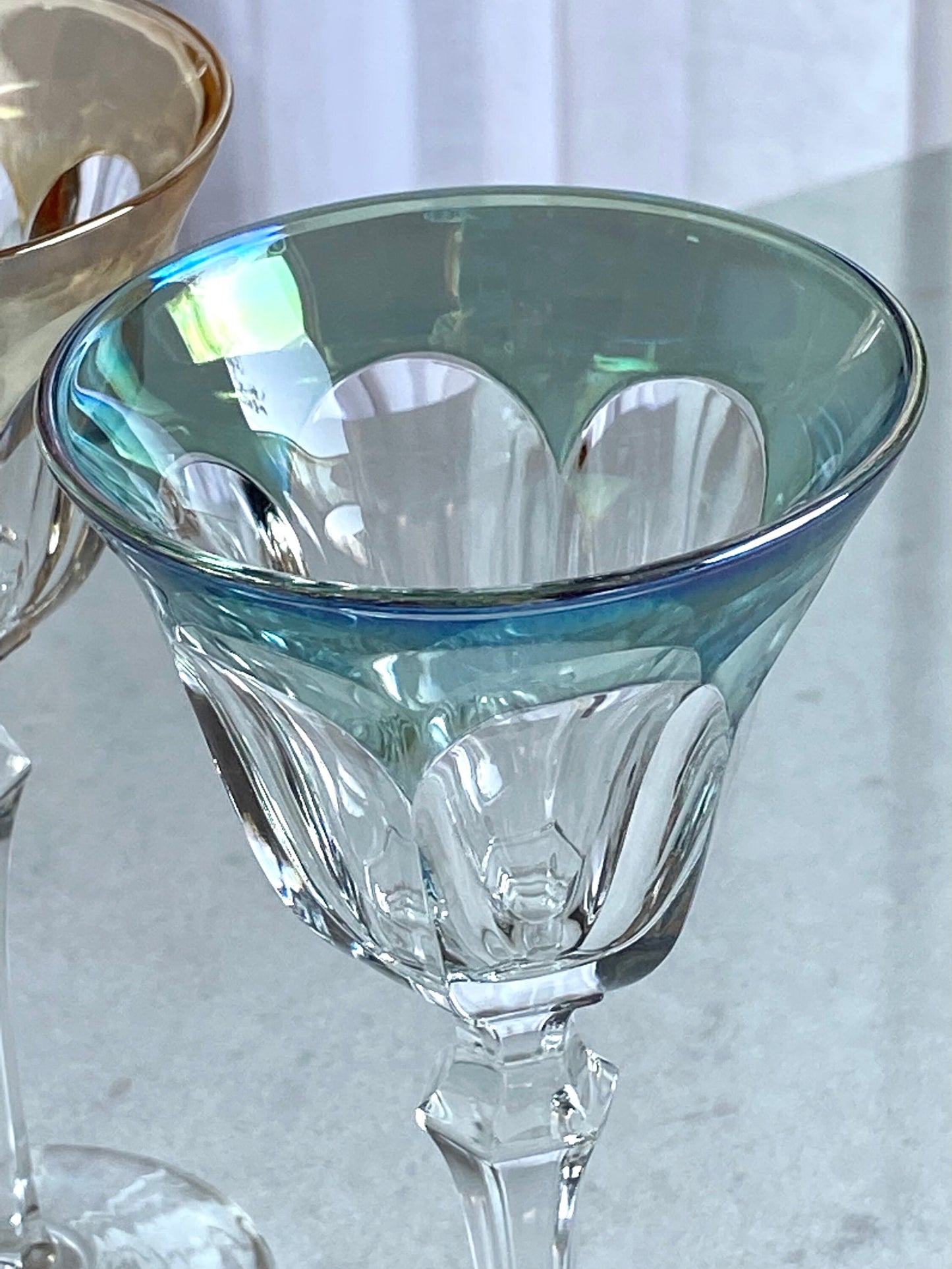 Vintage Bayel Crystal Paneled Glasses - Set of 4