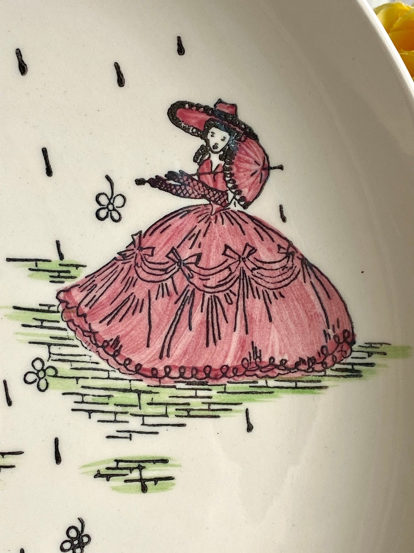 Vintage Hand Painted Springtime Ladies Plate