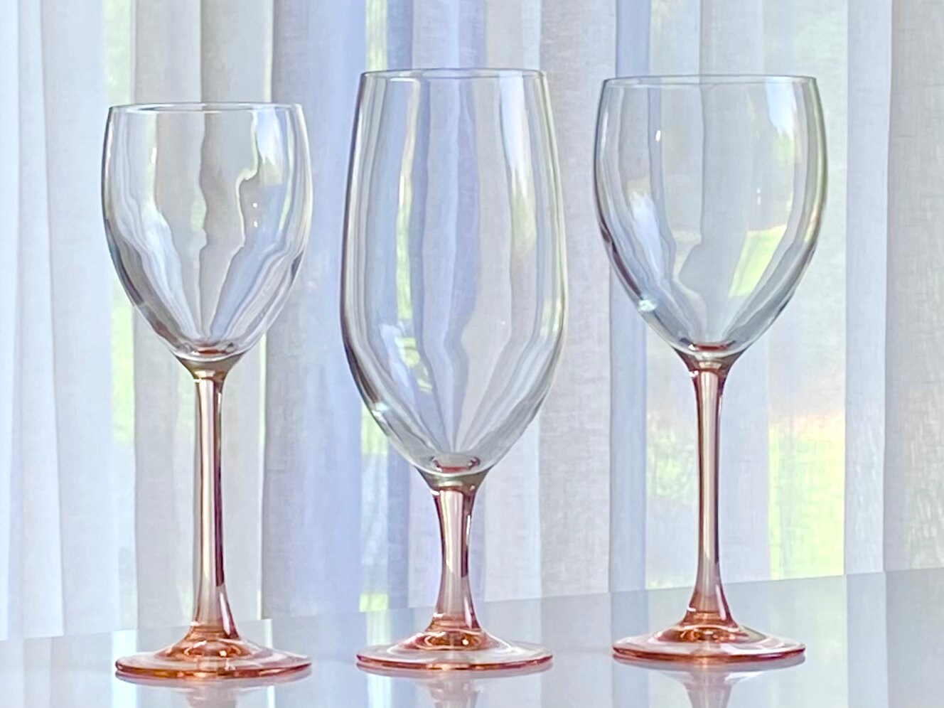 Vintage Luminarc Pink Stem Glasses by  J.G. Durand of Verrerie Cristallerie d'Arques in France - Set of 6 (Set #6LA)