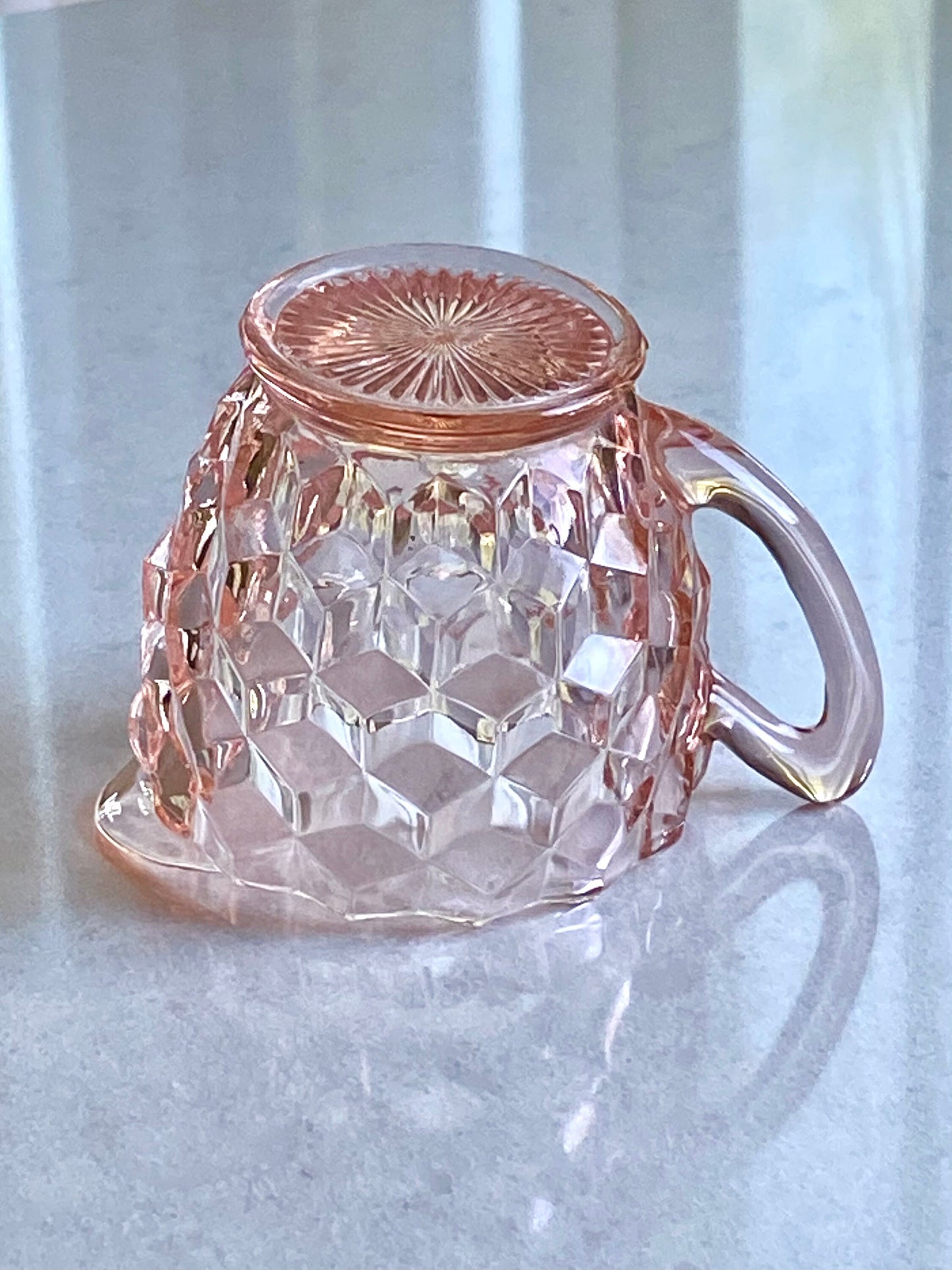 Vintage Jeannette Glass Cube Pink Sugar and Creamer (several available) (circa 1929 - 1933)