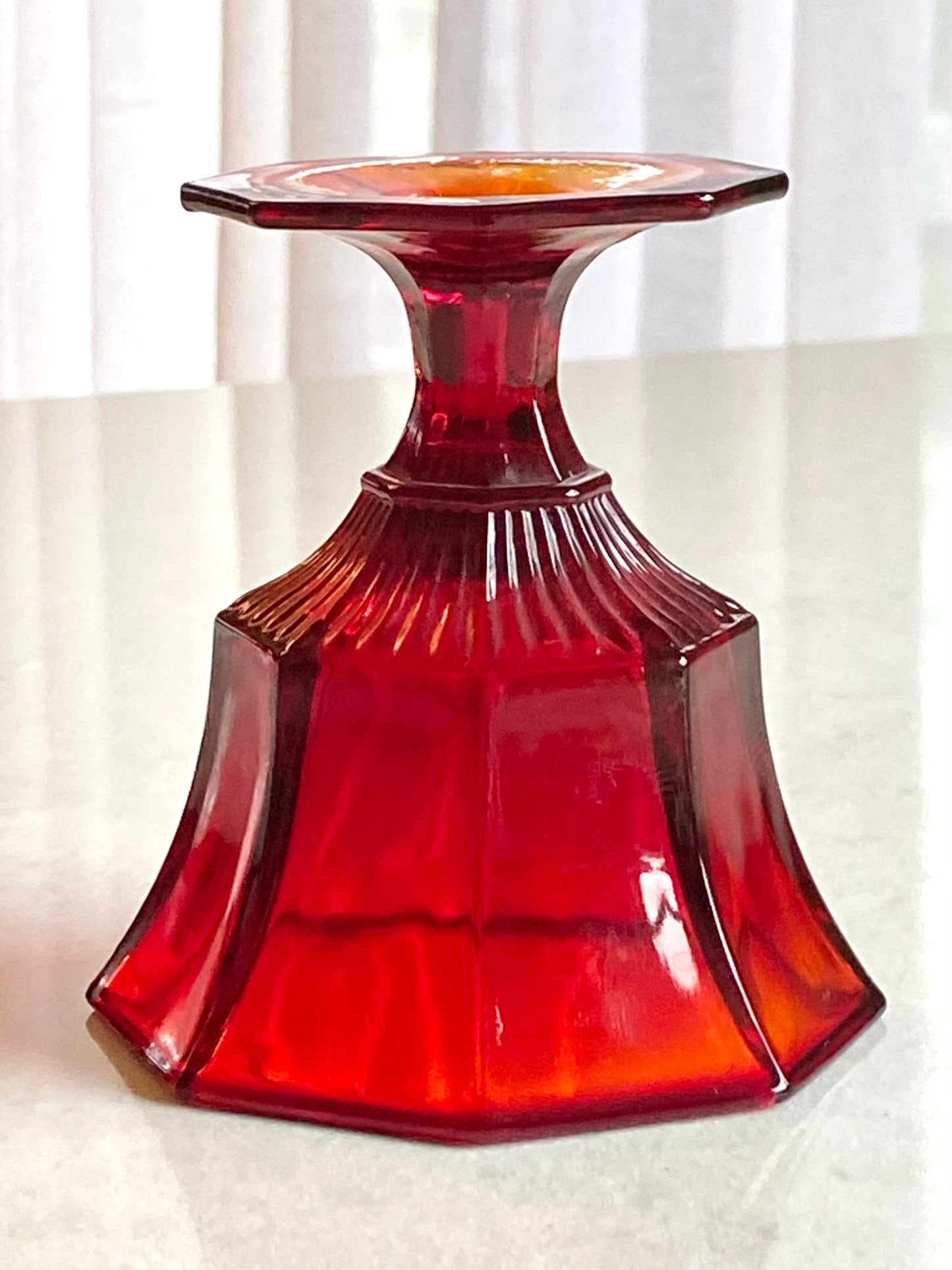 Vintage Independence Glass Amberina Ruby Octagonal Champagne / Sherbet - Set of 12