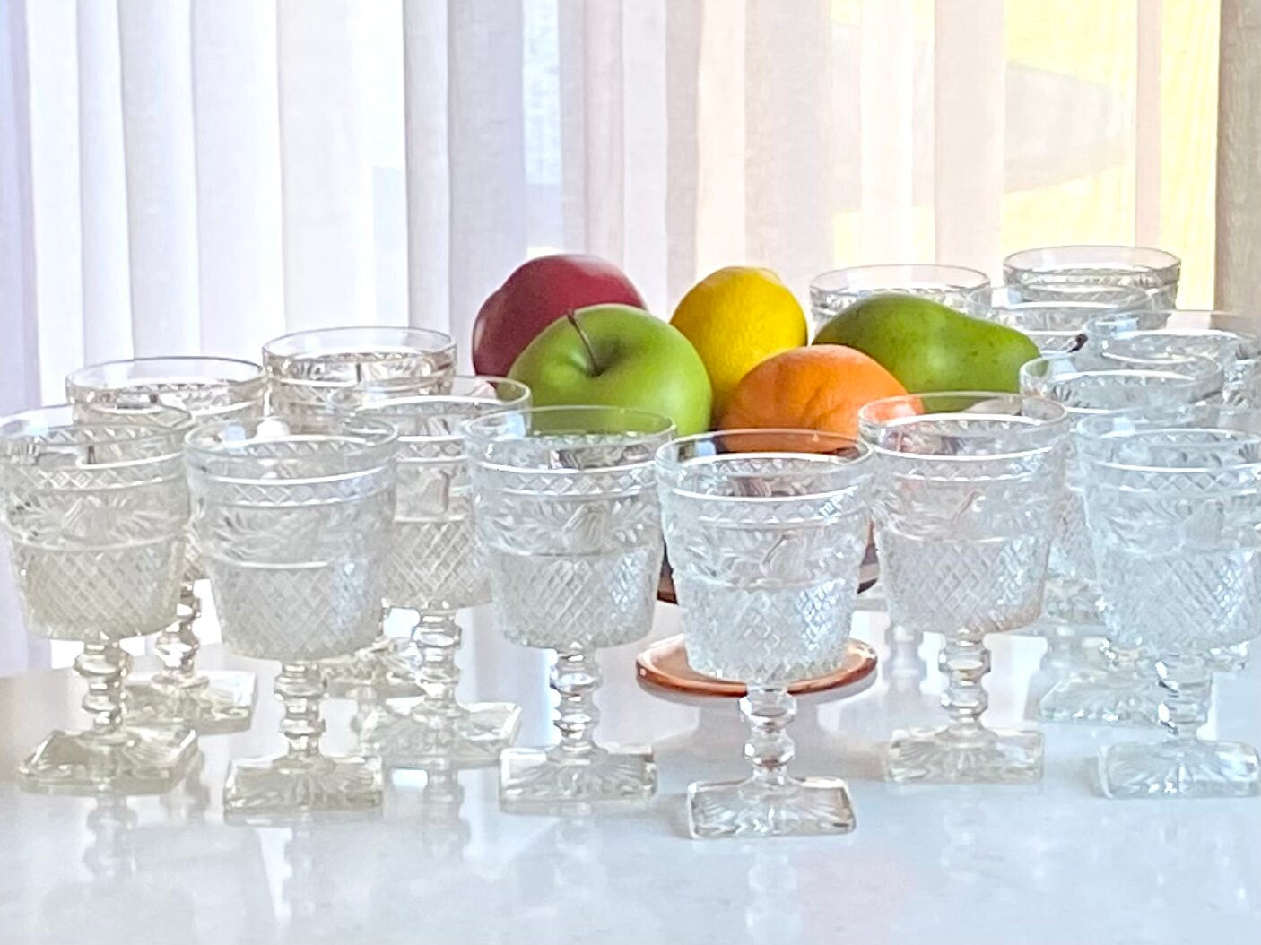 Vintage Imperial Glass Fruit and Leaf Glasses - Set of 12