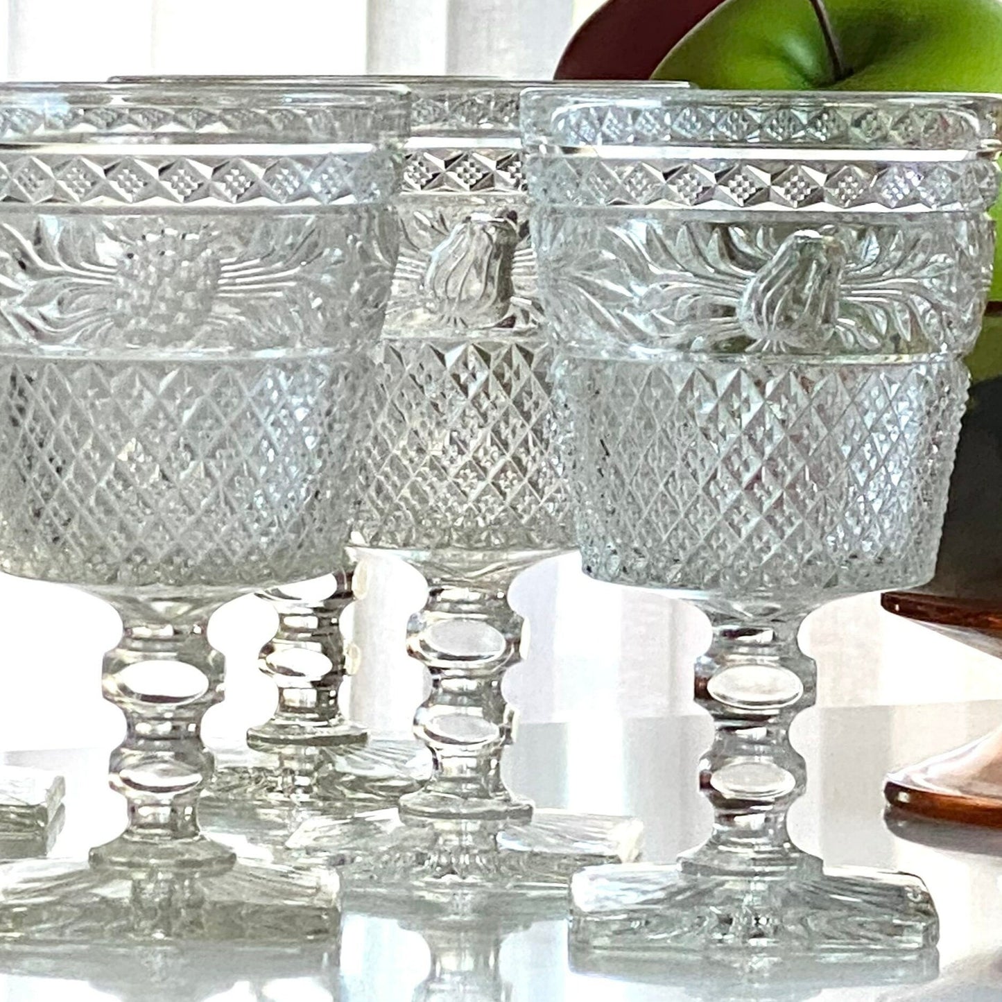 Vintage Imperial Glass Fruit and Leaf Glasses - Set of 12