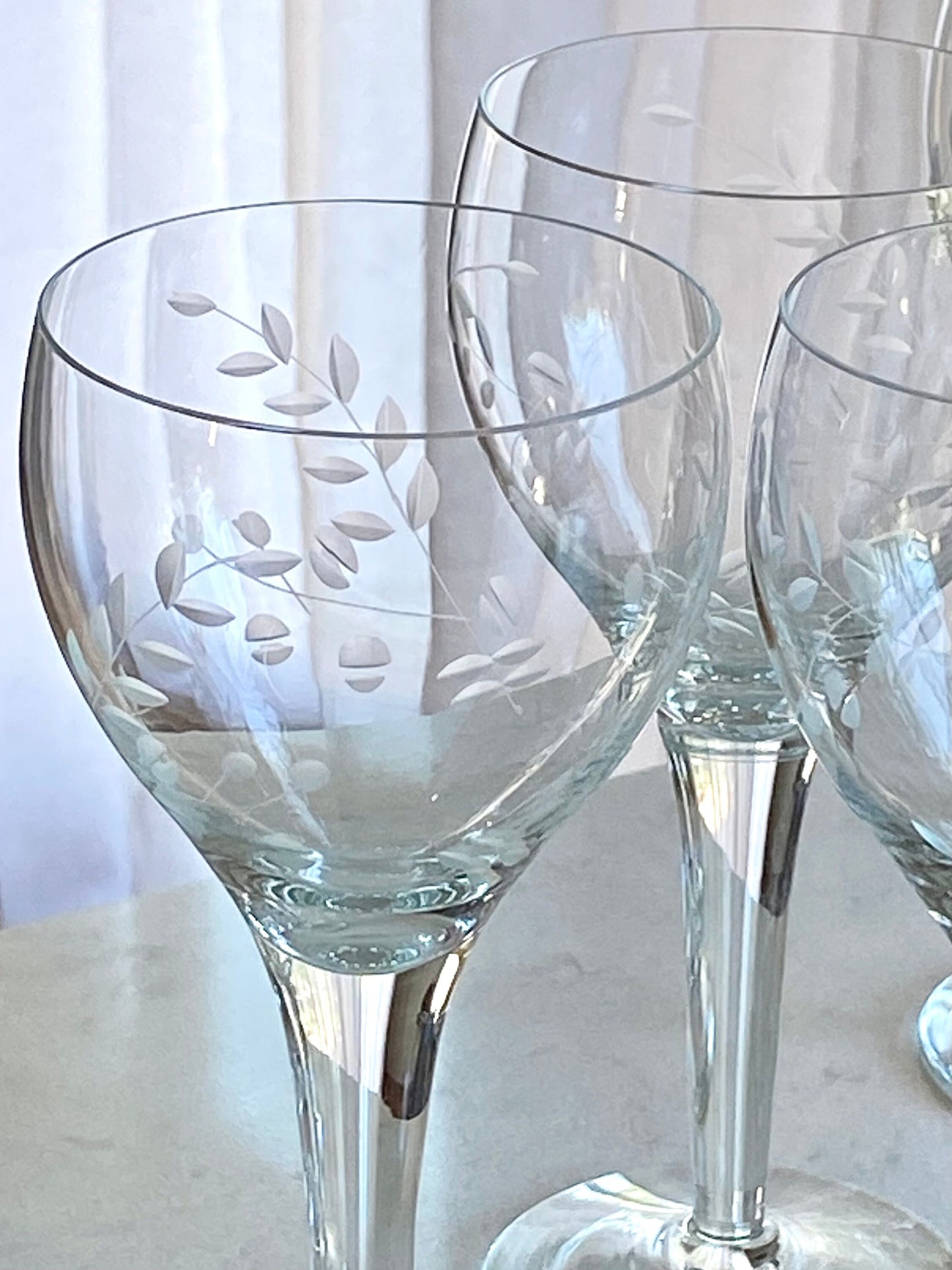 Vintage Etched Glasses - Set of 10 (Set #822A)