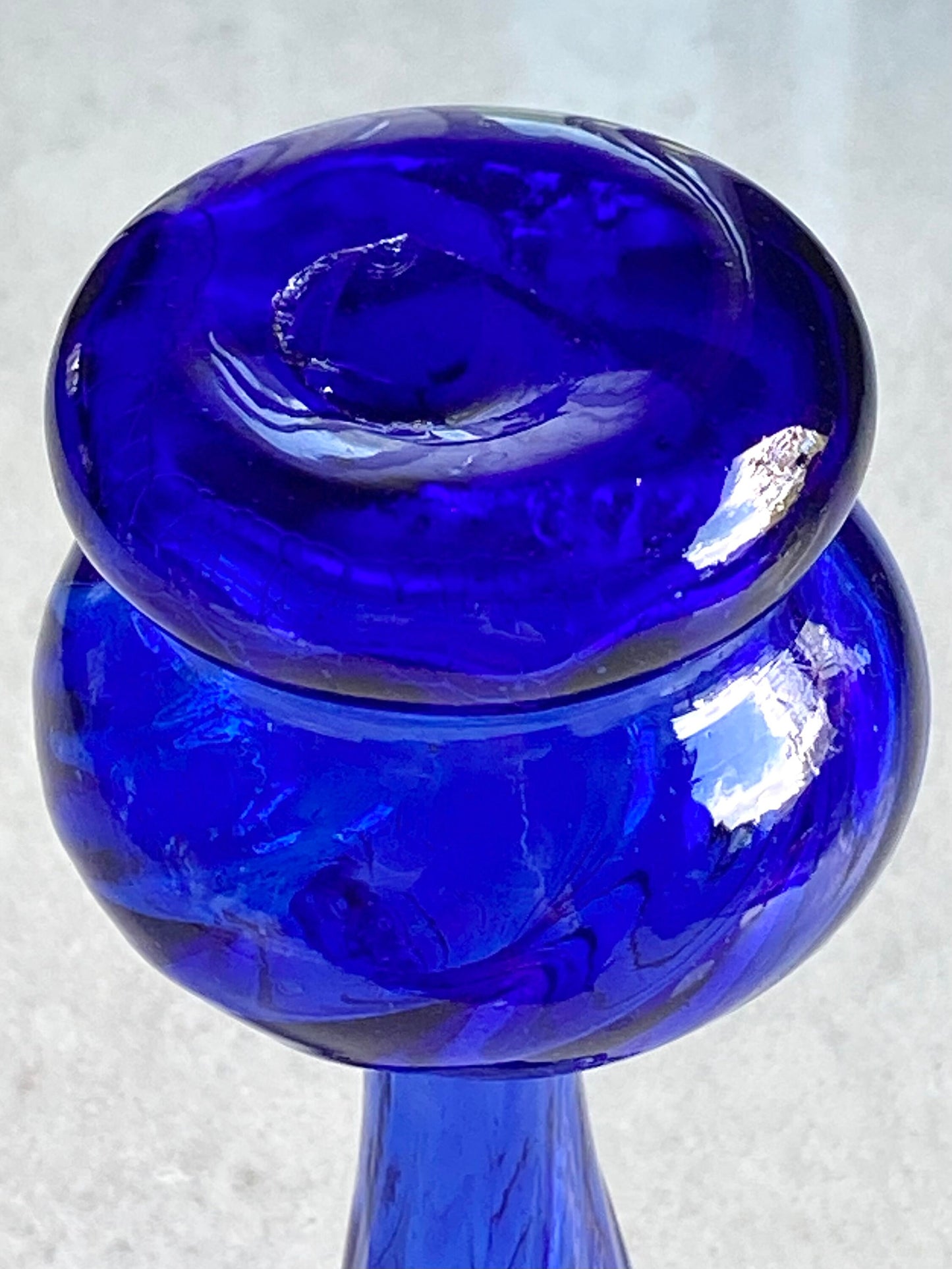 Vintage Art Glass Blue Swirl Vase