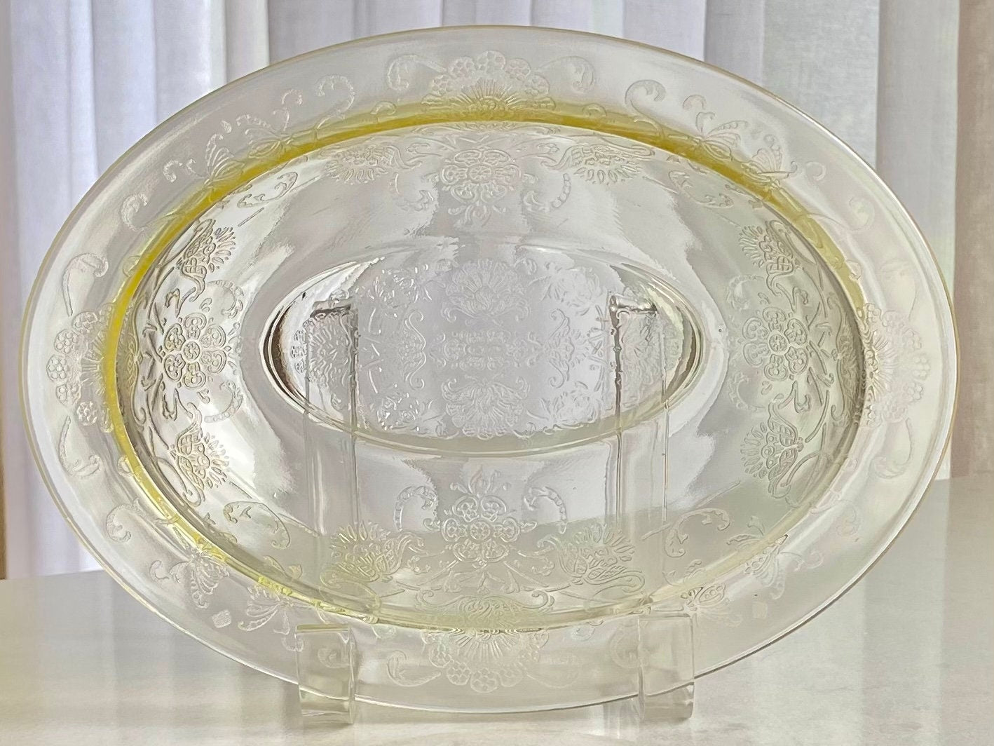 Vintage Hazel Atlas Florentine 2 Yellow Poppy Oval Serving Bowls with Lids (circa 1932 - 1935) - Two Available