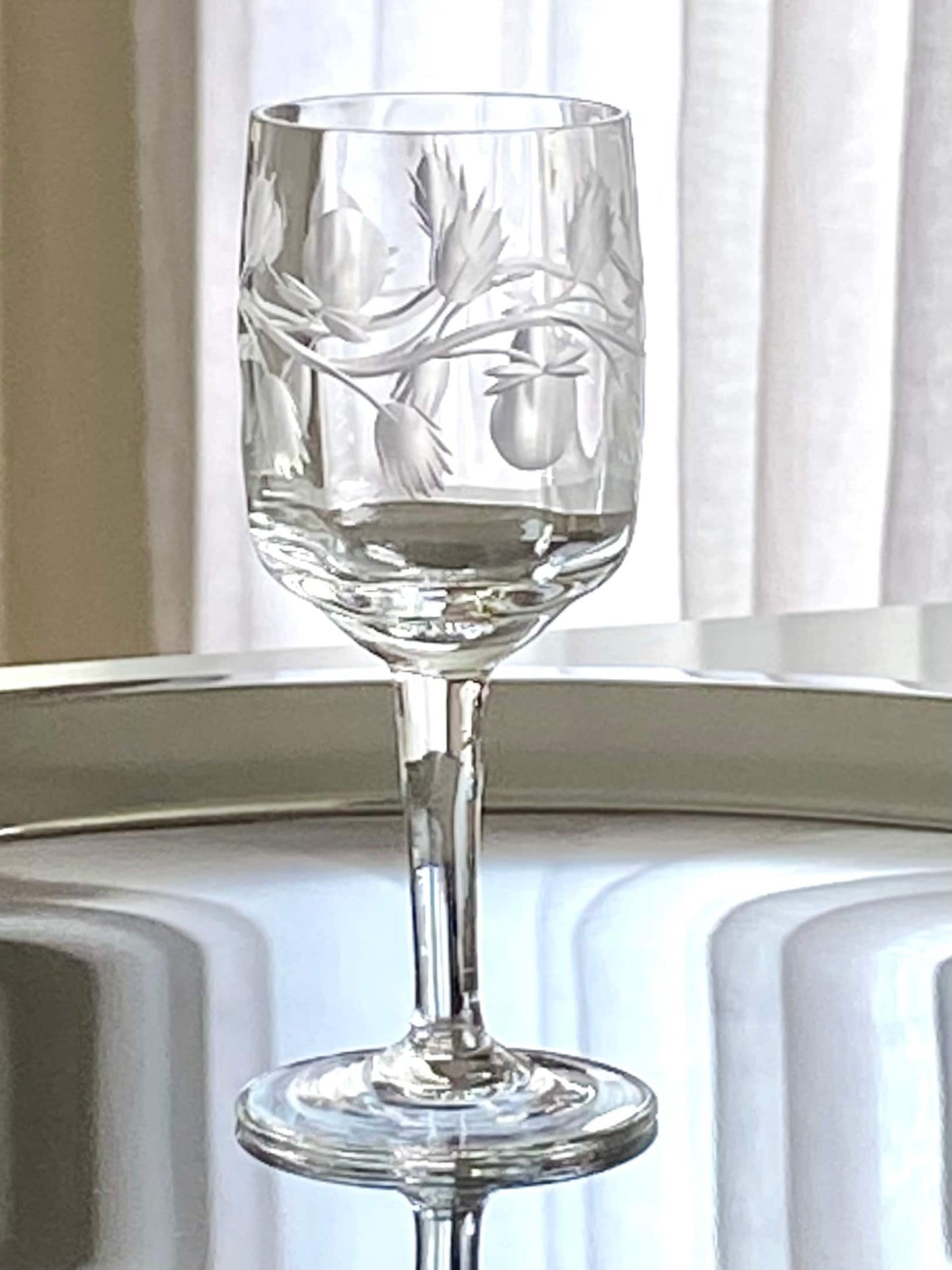 Vintage Etched Cordial / Tasting Glasses - Set of 10 (Set #822)