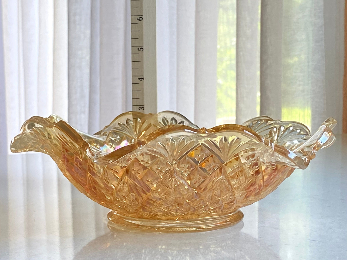 Vintage Millersburg Light Marigold Carnival Glass Nesting Swan Bowl (circa 1909 - 1912)