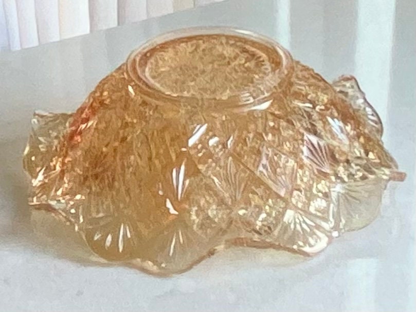 Vintage Millersburg Light Marigold Carnival Glass Nesting Swan Bowl (circa 1909 - 1912)