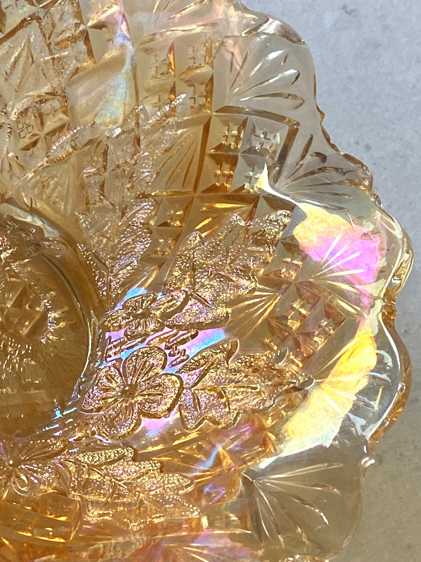 Vintage Millersburg Light Marigold Carnival Glass Nesting Swan Bowl (circa 1909 - 1912)