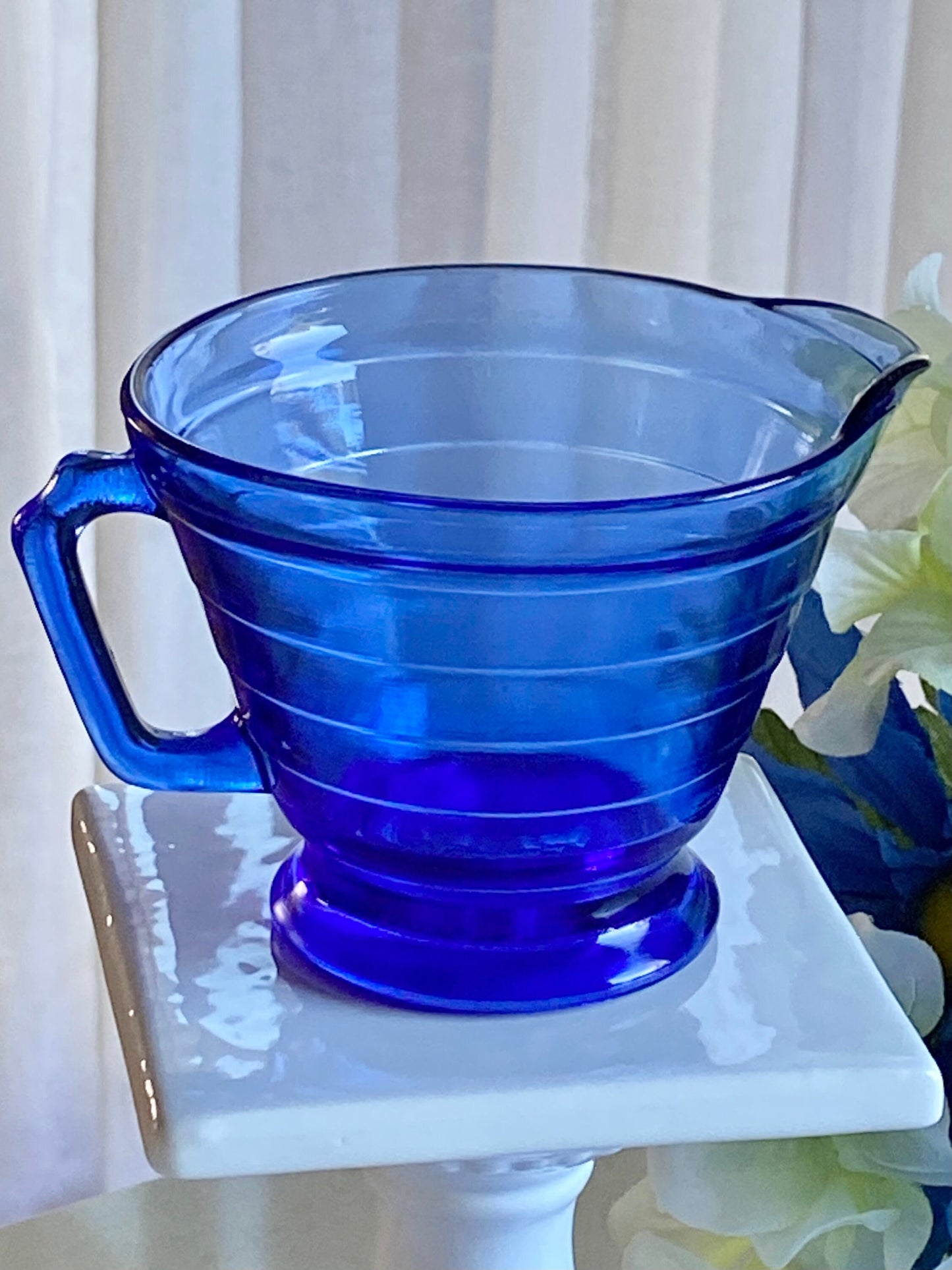 Vintage Hazel Atlas Cobalt Blue Moderntone Sugar and Creamer Set