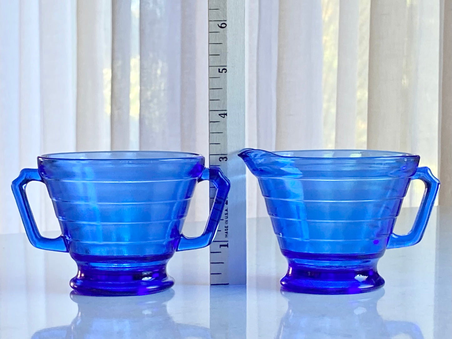 Vintage Hazel Atlas Cobalt Blue Moderntone Sugar and Creamer Set