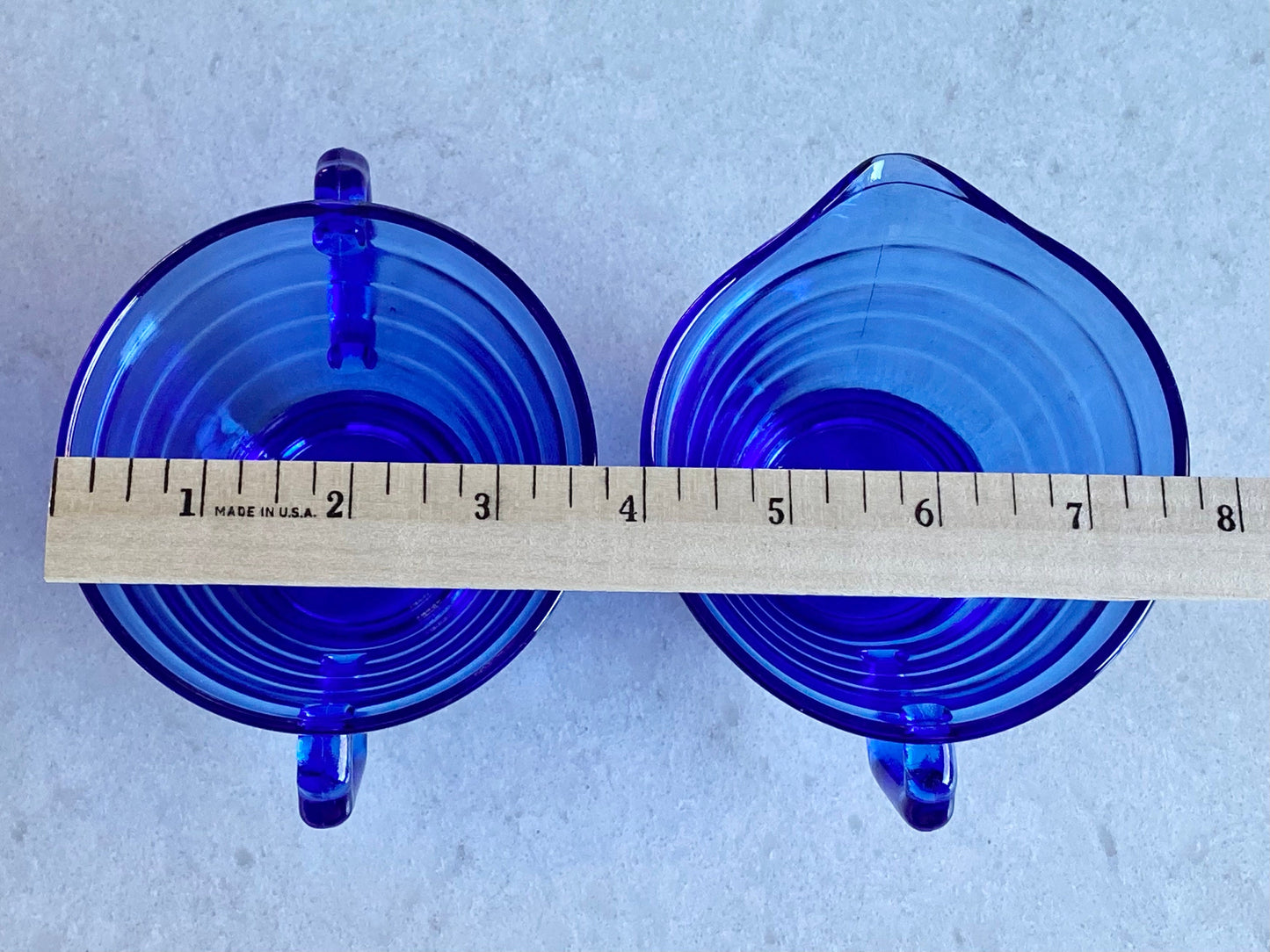 Vintage Hazel Atlas Cobalt Blue Moderntone Sugar and Creamer Set