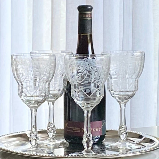 Vintage Etched Goblets - Set of 4