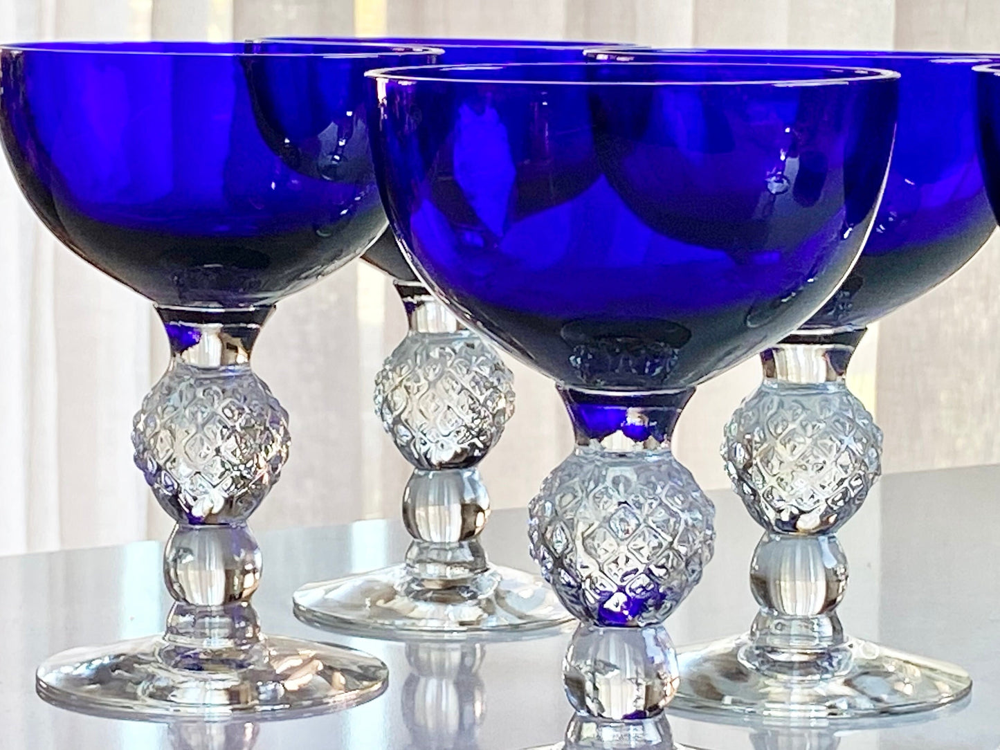 Vintage Morgantown Golf Ball Cobalt Ritz Blue Glasses (circa 1928 - 1971) - Set of 6