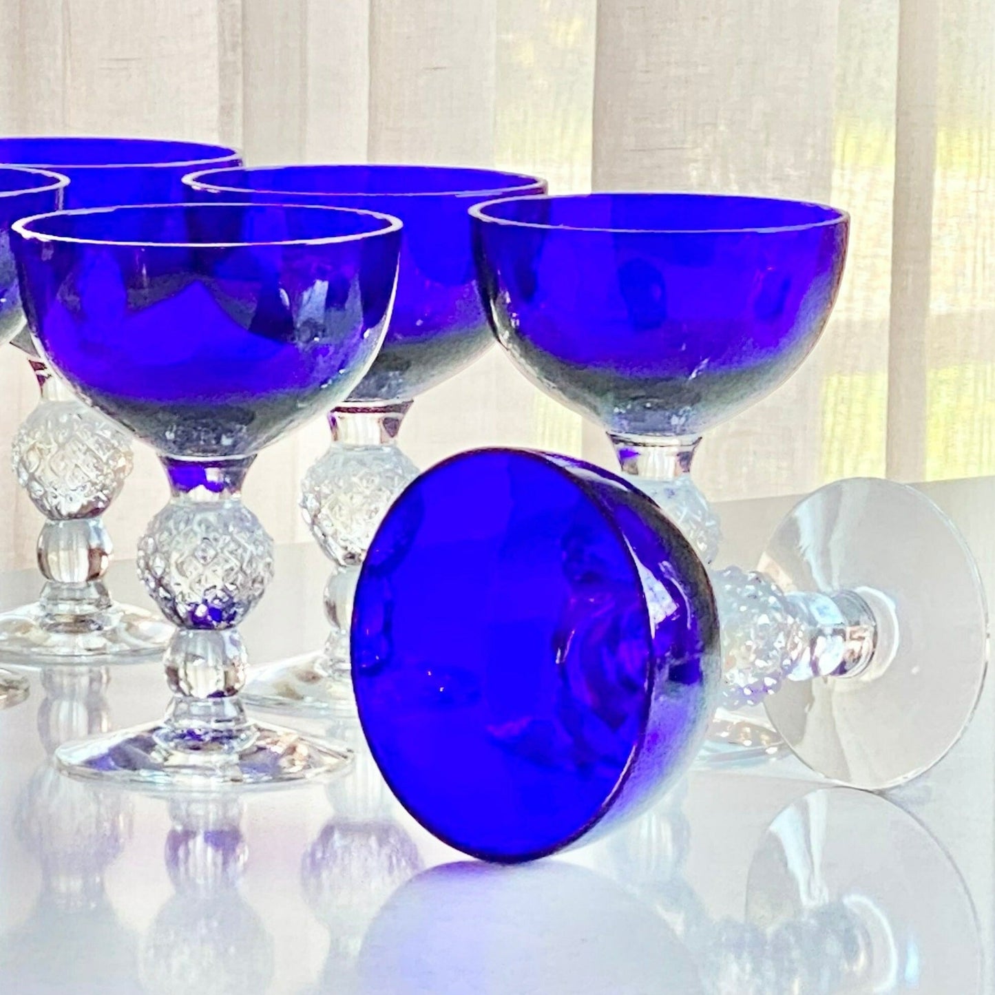 Vintage Morgantown Golf Ball Cobalt Ritz Blue Glasses (circa 1928 - 1971) - Set of 6