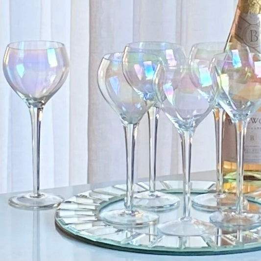 Vintage Iridescent Cocktail Glasses - Set of 6