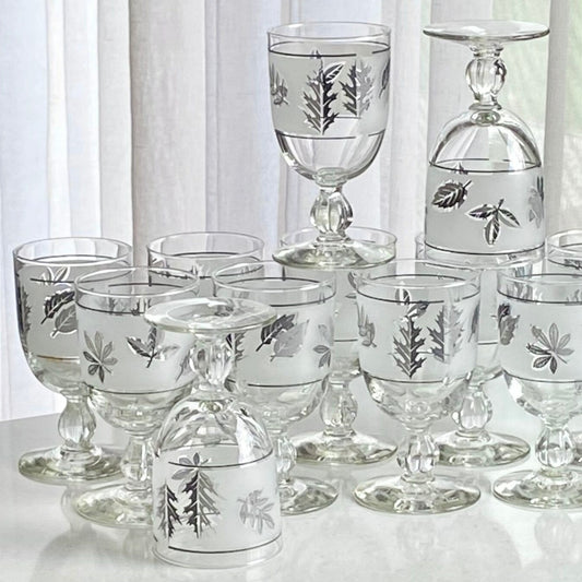 Vintage Libbey Silver Foliage Glasses - Set of 8