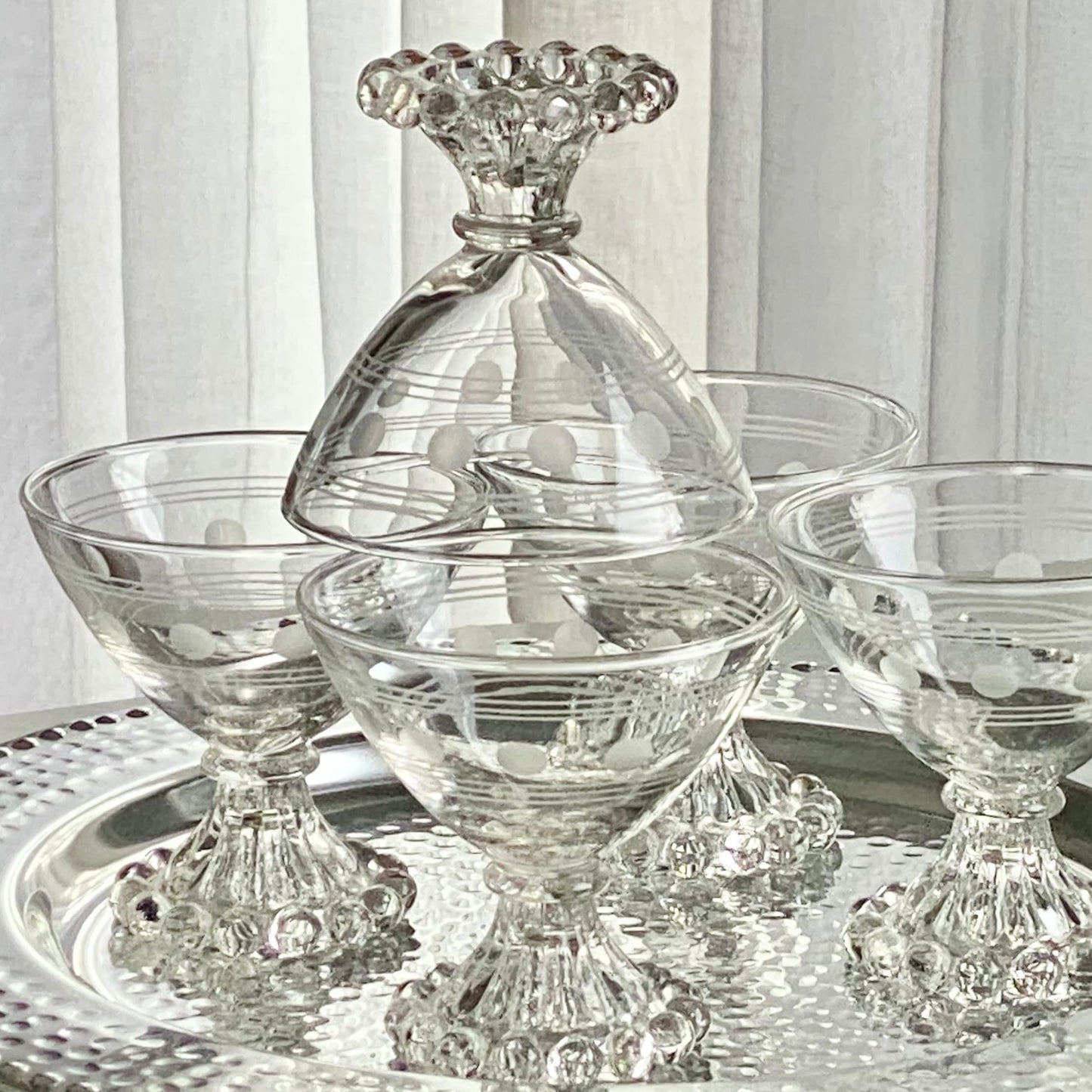 Vintage Anchor Hocking Boopie Berwick Bubble Circle and Bands Glasses / Sherbet Dishes - Set of 5