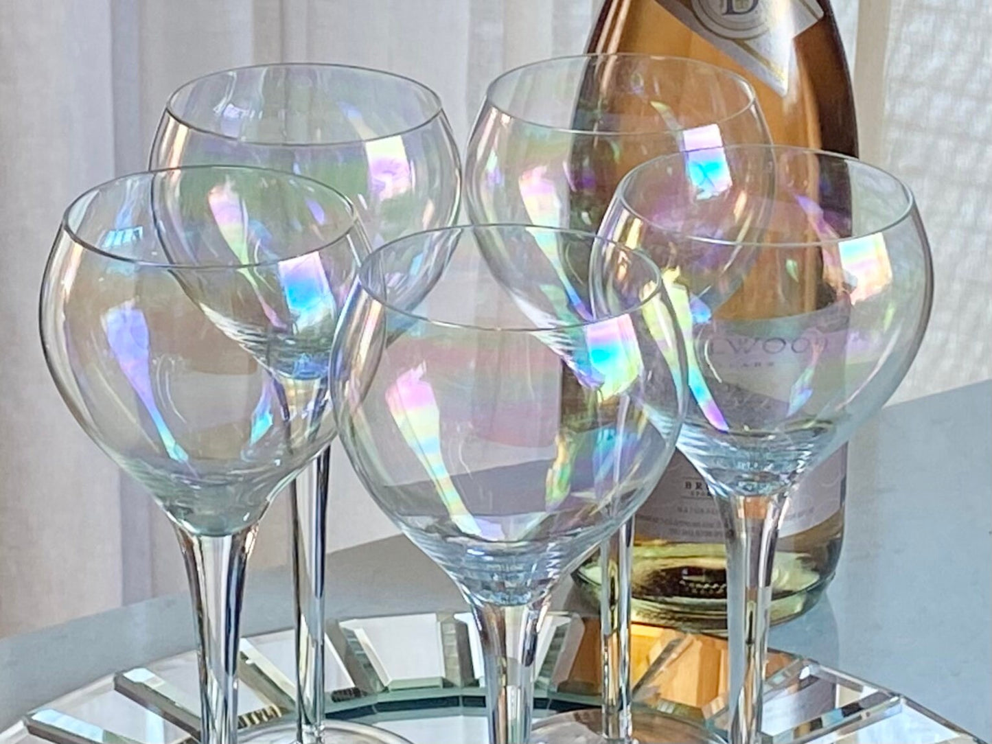 Vintage Iridescent Cocktail Glasses - Set of 6