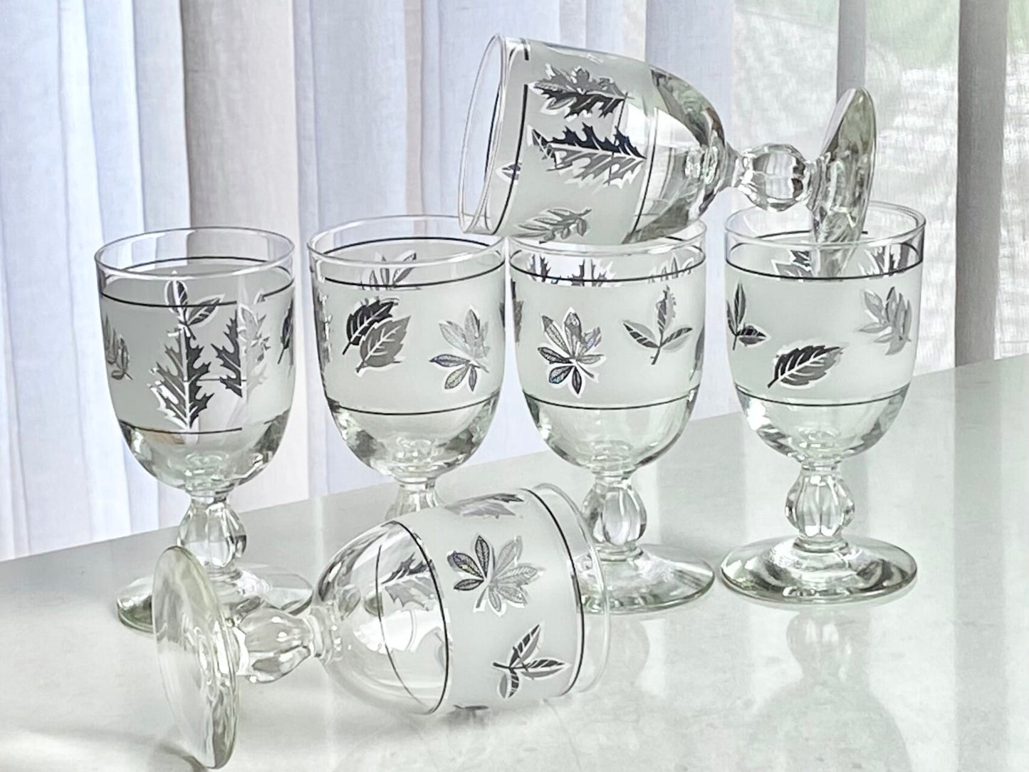 Vintage Libbey Silver Foliage Glasses - Set of 8