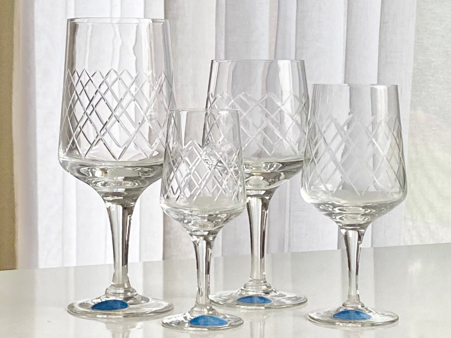 Vintage Easterling Lady Victoria Crystal Glasses - Set of 4 (Set #1222C)