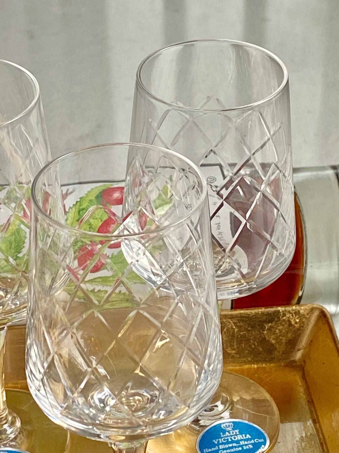 Vintage Easterling Lady Victoria Crystal Glasses - Set of 4 (Set #1222D)