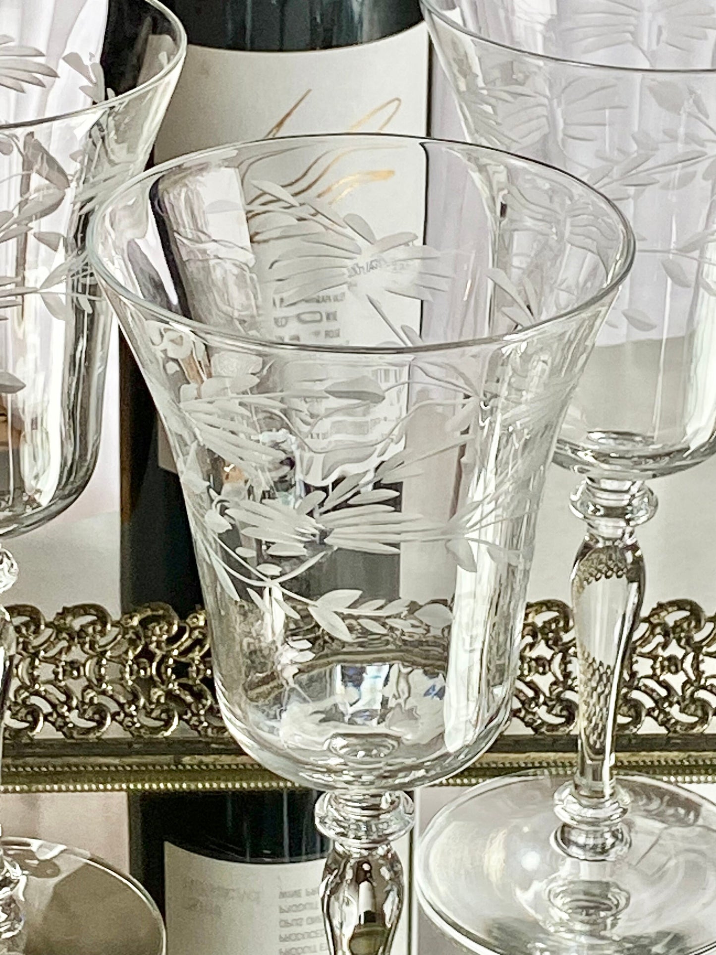 Vintage Etched Glasses - Set of 6 (Set #6122)