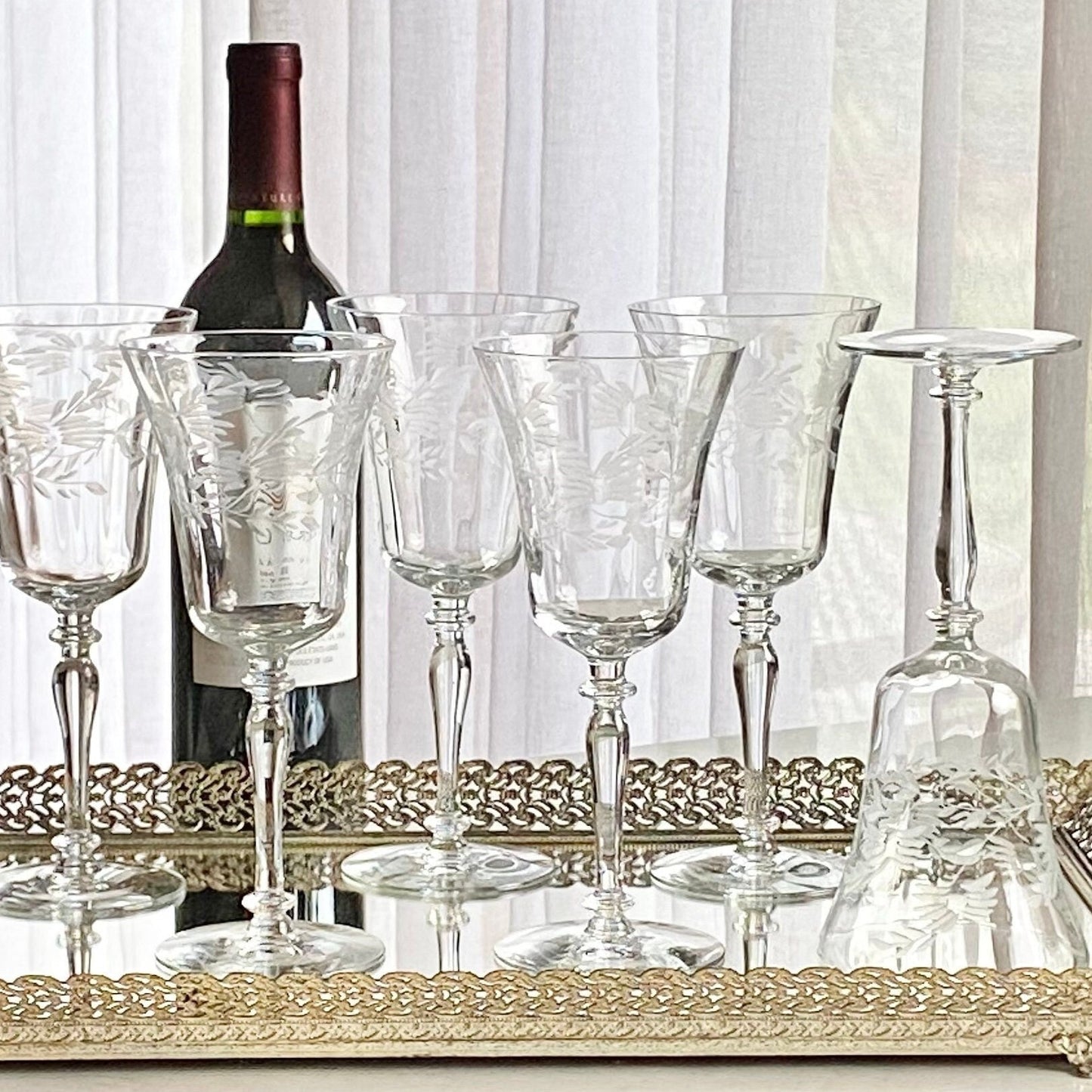 Vintage Etched Glasses - Set of 6 (Set #6122)