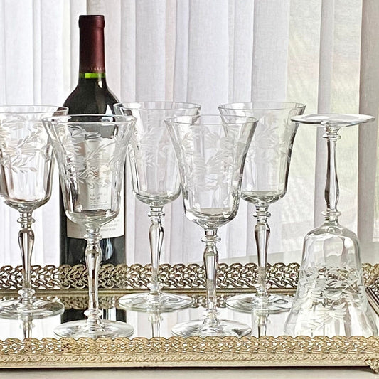 Vintage Etched Glasses - Set of 6 (Set #6122)